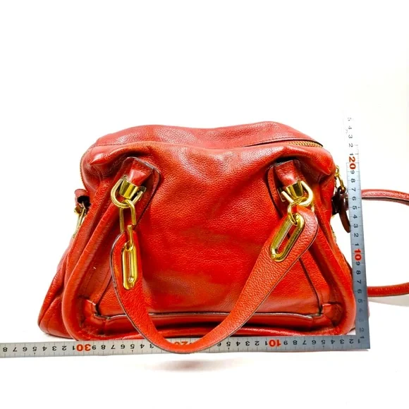 Chloe Paraty Red Leather Satchel Handbag - Picture 2 of 8
